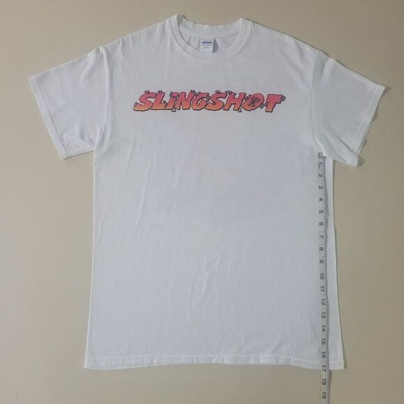 Gildan Men's White Crewneck Slingshot Souvenir Graphic Short Sleeve Tee - Picture 6 of 13